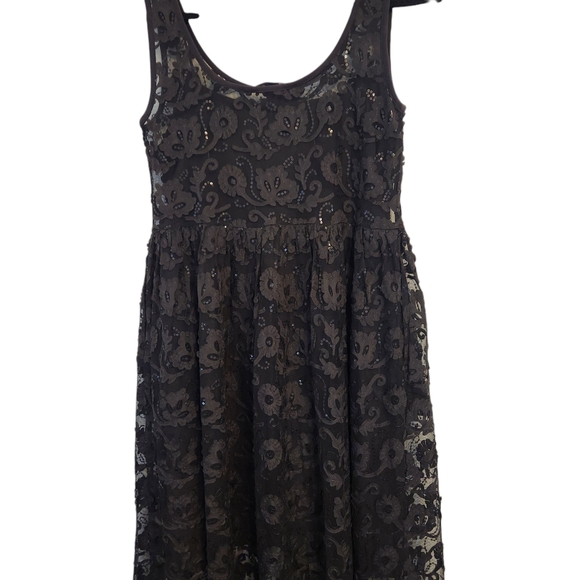 French Connection embellished mesh midi dress black with slip size 4 - Picture 5 of 11